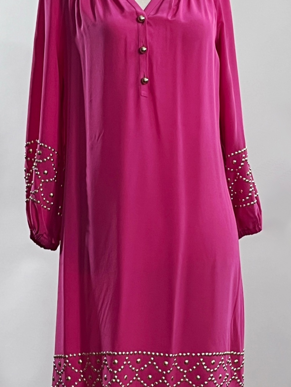 Lilly Pulitzer Harmonee Shirtdress Vibrant Pink Long Sleeve Size XS